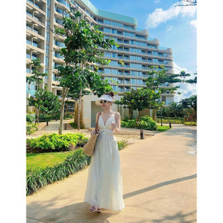 Đầm maxi đen trơn 2 dây hở lưng (về thêm hồng, trắng kem xoắn bụng)