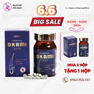 Viên uống giảm rụng và mọc tóc Okami Nhật Bản hỗ trợ tóc mọc nhanh hơn tóc bóng mượt hộp 180 viên