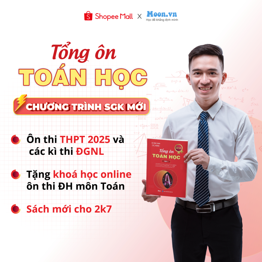 Sách Tổng ôn toán học lớp 12 tập 1 & 2 ôn thi thpt quốc gia, đánh giá năng lực cho 2k8 Moonbook | BigBuy360 - bigbuy360.vn