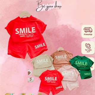 Đồ bộ bé gái size 8-18kg chất đũi mịn mát smile B0023