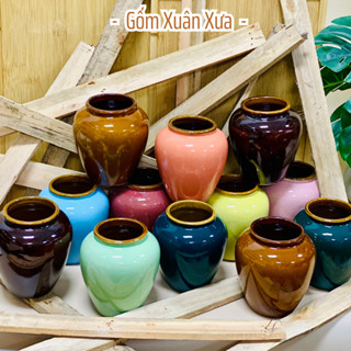 Lu bia, cốc uống nước tiện dụng, thương hiệu Gốm Xuân Xưa , tráng men bóng đẹp, lu bia có nắp