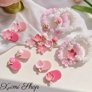 Dây buộc tóc,dây cột tóc nữ hoa đào, Ximi Shop tinh tế, thanh lịch,tiểu thư, phong cách Hàn Quốc-KT352