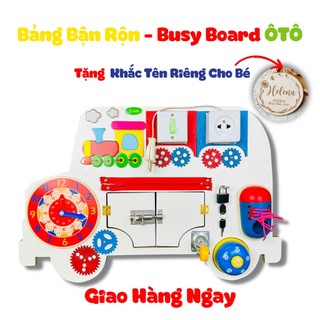 Giáo Cụ Montessori, Bảng Bận Rộn Busy Board Hình Xe Bus Cho Bé Phát Triển Kỹ Năng Toàn Diện