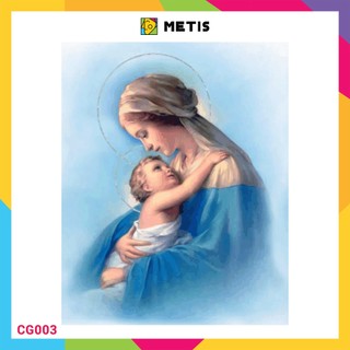 Tranh tô màu số hoá công giáo METIS Đức Mẹ Maria đầy đủ phụ kiện màu chuẩn dễ tô CG003