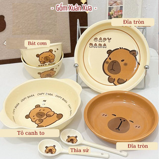 Bán Lẻ Bát Capybara Hot trend Gốm Xuân Xưa, set bát đĩa sứ, bát ăn cơm, capybara, set bát đĩa, tô sứ, bát đĩa cute