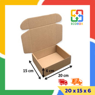 ECOBOX - 20x15x6 COMBO 20 Hộp Carton Nắp Cài Đóng Hàng Tiết Kiệm
