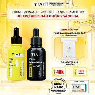 Combo 2 Serum Dưỡng Sáng Da Tia'm, Kiềm Dầu, Thu Nhỏ LCL, Ngăn Mụn Tia'm Niacinamide 40ml