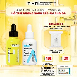 Bộ Đôi Dưỡng Sáng Da, Cấp Nước, Phục Hồi Đa Tầng Serum Niacinamide 10%, Serum Tia'm Hyaluronic Water Plumping 40ml
