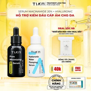 Bộ Đôi Cấp Nước, Kiềm Dầu, Thu Nhỏ Lỗ Chân Lông Tia'm Niacinamide 20%, Serum Hyaluronic Water Plumping 40ml