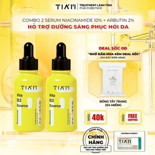Combo 2 Serum Niacinamide 10% + Arbutin 2% Dưỡng Sáng, Hỗ Trợ Phục Hồi Da Tia'm Vita B3 Source 40ml