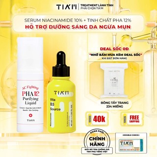 Bộ Đôi Dưỡng Trắng Cho Da Dầu Mụn Và Da Nhạy Cảm - Tinh Chất PHA + Serum Niacinamide 10%