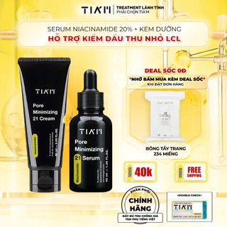 Bộ Đôi Kiềm Dầu, Thu Nhỏ Lỗ Chân Lông Serum Niacinamide 20% 40ml + Kem Niacinamide 60ml