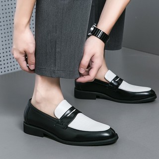 Giày penny loafer black white mentor da nguyên tấm, giày sơn tùng đế phíp siêu sang