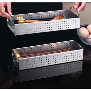 Hộp Đựng Muỗng Đũa Dao Nĩa Inox 304 DÀY CAO CẤP Không Gỉ Kháng Khuẩn Có Quai Cầm, Khay Đựng Thực Phẩm Dụng Cụ Nhà Bếp