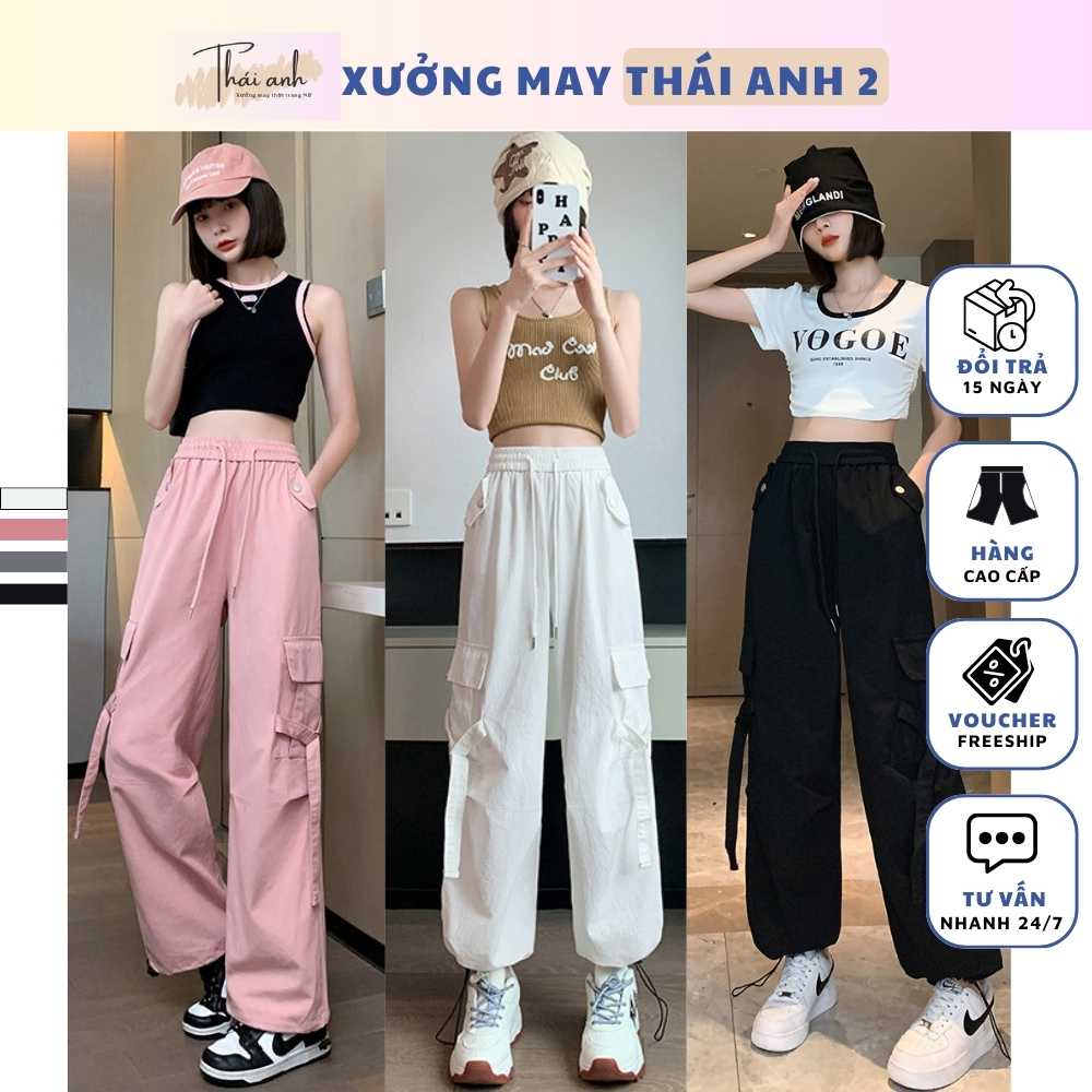 Quần Túi Hộp Ống Rộng Nữ Chất Liệu Kaki Bo Gấu Cạp Chun Quần Kaki Ống Suông Hàng Cao Cấp M243