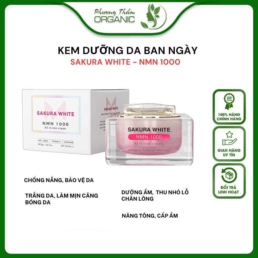 Dr Mai, Kem dưỡng trắng da chống nắng hoa anh đào Sakura White Nmn 1000,dưỡng da trắng sáng, ngăn ng