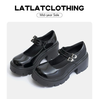    SHIP HOẢ TỐC   Giày Lolita nâng độn đế cao 5cm da bóng cá tính năng động trẻ trung đơn giản quai cài siêu dễ thương 