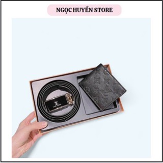 ⚡Fullbox+ túi giấy⚡Bộ thắt lưng ví da nam L-V, dây nịt hãng đẹp, quà tặng sinh nhật ý nghĩa