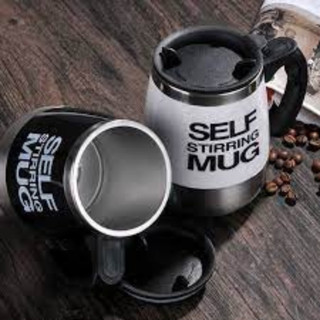 Cốc cafe tự khuấy  hình tròn kèm nút bấm Go Home lõi inox 304 2 màu tinh tế dùng pha cafe hàng ngày, quà tặng