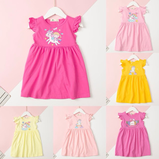 Váy cotton cánh tiên in hình kuromi melody cinnamoroll kỳ lân size 2-10(11-29kg),đầm thun cotton bé gái có nhiều màu.