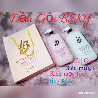 Dầu gội xả Bsky biotin collagen hương thơm nước hoa mềm mượt 800ml