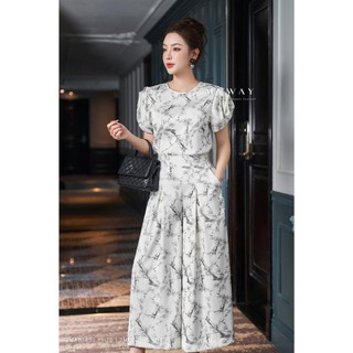Set Áo Kiểu Và Quần Culottes Nữ MY WAY Tay Bồng Xếp Hoa Thời Thượng Sang Trọng 3MAB1433 - 3MQB0114 - HT0