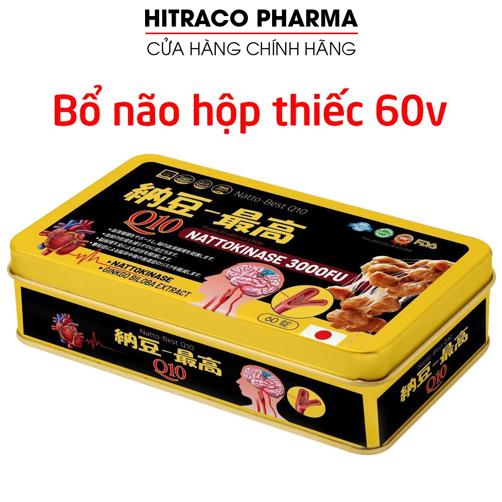 Viên uống bổ não Nattokinase (hộp thiếc) ginkgo biloba giúp hoạt huyết, tăng tuần hoàn máu - 60 viên