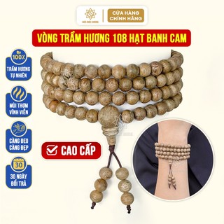 Vòng tay trầm hương chuỗi 108 hạt banh cam cao cấp Sơn Mộc Hương thơm ngọt đeo tay nam nữ phong thủy