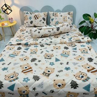 🔥flash sale ⚡️bộ ga giường thun lạnh hàn quốc gấu dâu - stitch 4 món