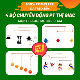 Montessori Mobile - 4 Bộ chuyển động phát triển thị giác HOÀN THIỆN (100% Complete) - Munari, Octahedron, Gobby, Dancers