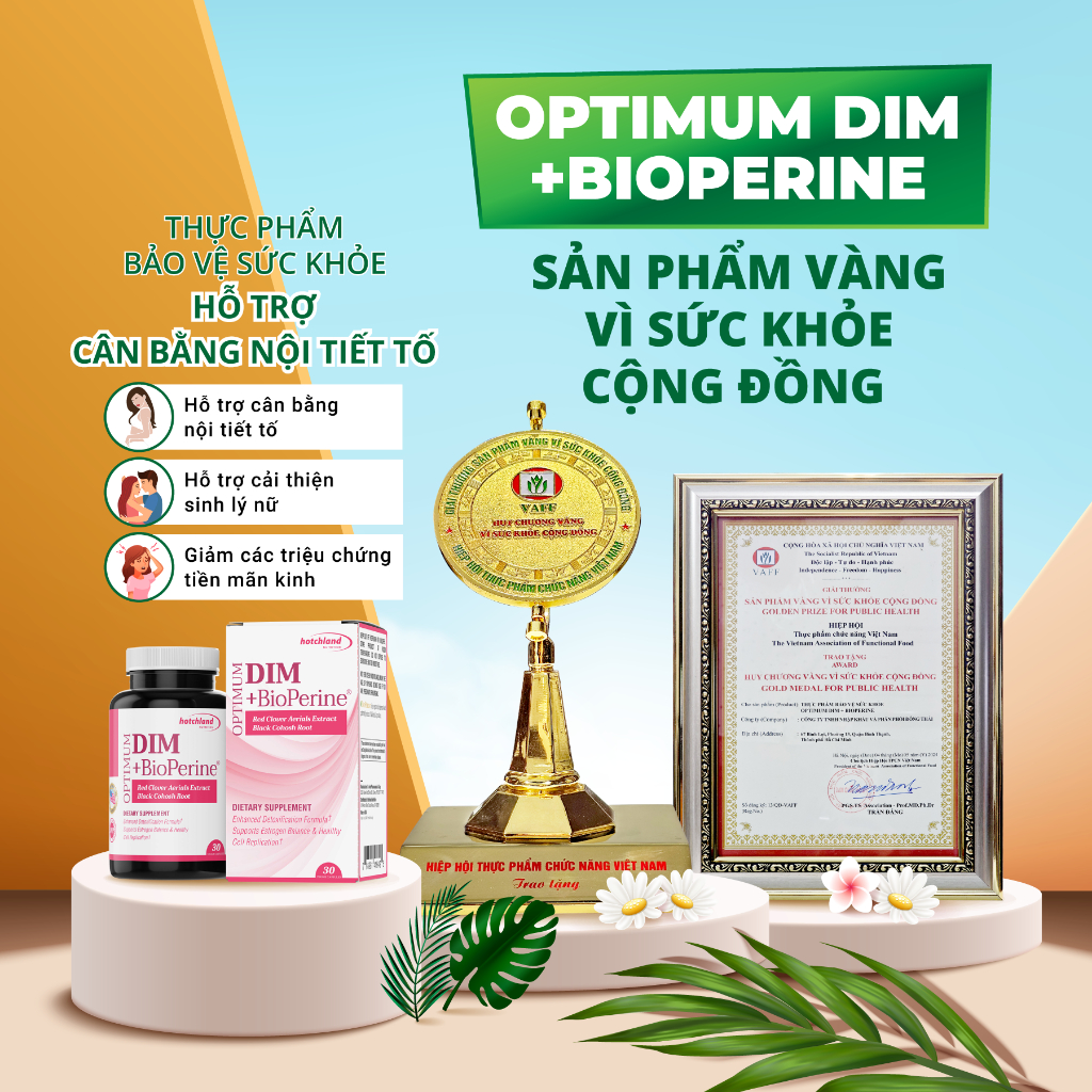 [DATE 02/2025] Viên uống nội tiết tố nữ Optimum Dim +Bioperine Hotchland Nutrition cải thiện sinh lý nữ - Hộp 30 viên.