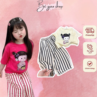 Sét bé gái quần sọc chất đũi size 10-30kg b0027