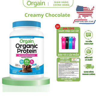 Bột Protein thực vật hữu cơ Orgain Organic Protein 50 Superfoods cải thiện cơ bắp và tiêu hóa hương Cream Chocolate