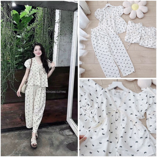 ☘️ set126- set bộ chấm bi nơ cổ v phối ren 💎