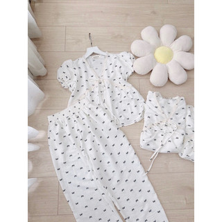 ☘️ SET126- SET BỘ CHẤM BI NƠ CỔ V PHỐI REN 💎