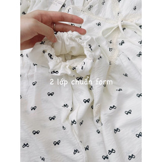 ☘️ SET126- SET BỘ CHẤM BI NƠ CỔ V PHỐI REN 💎