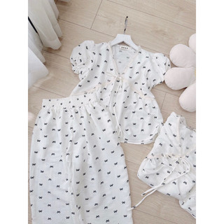 ☘️ SET126- SET BỘ CHẤM BI NƠ CỔ V PHỐI REN 💎