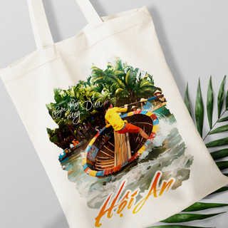 Túi canvas, túi vải bố in hình thuyền thúng Hội An