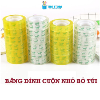 Băng dính cuộn nhỏ, băng dính văn phòng, băng dính dài 30m, bản 1,2 cm, băng dính làm đồ handmade