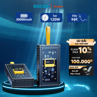 Sạc dự phòng 30000mAh Siêu nhanh PD20W và 120W sạc nạp dùng 5 đầu ra 3 đầu vào có đèn LED hiển thị phần trăm PIN | Bacas