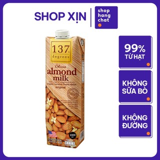 [HỘP 1 LÍT] Sữa Hạt Hạnh Nhân Nguyên Chất 137 Degrees Có Vị Ngọt Mật Hoa Dừa (Không Đường) Healthy Thái Lan