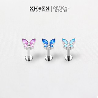 (1 Chiếc) Khuyên tai Bướm đá nhiều màu Titanium G23 - Khoen store