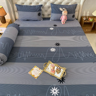 Mẫu Sọc. Bộ ga giường thun Latico siêu lạnh Lụa (áo gối ôm khoá kéo)