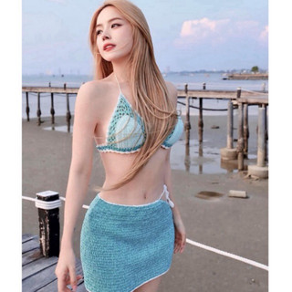 Set xẻ eo dj mie-cover set bikini phối màu - bikini len móc 98 màu phối -móc theo size handmade