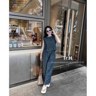 Set áo sát nách mix quần xuông jean