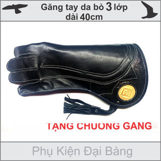 Găng tay da bò nuôi đại bàng, đại bàng biển, đại bàng núi tặng chuông găng