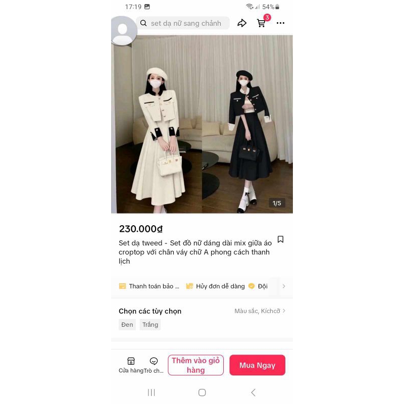 set dạ tweed dáng dài ( 2hand )