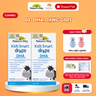 DHA cho bé Combo 2 Nature's Way Kids Smart Drops DHA Dạng Giọt Giúp Phát Triển Não Bộ 20ml/h