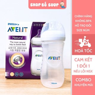 Bình sữa Avent Natural 125ml 260ml 330ml chính hãng cho bé, được đổi size núm phù hợp Shop Bố Soup