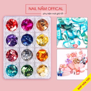Set sỏi nail, sỏi trang trí móng 12 hũ mix đủ màu